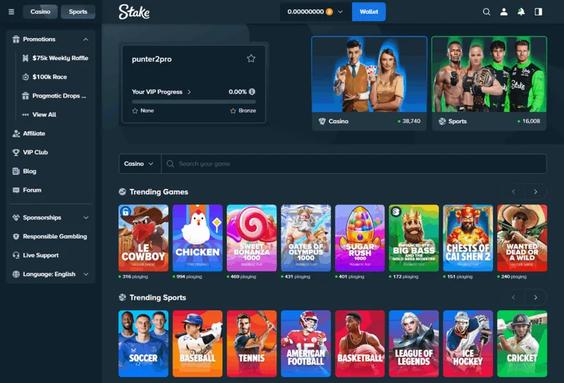 StakeCasino Bonuses and Promotions page - Nigeria review